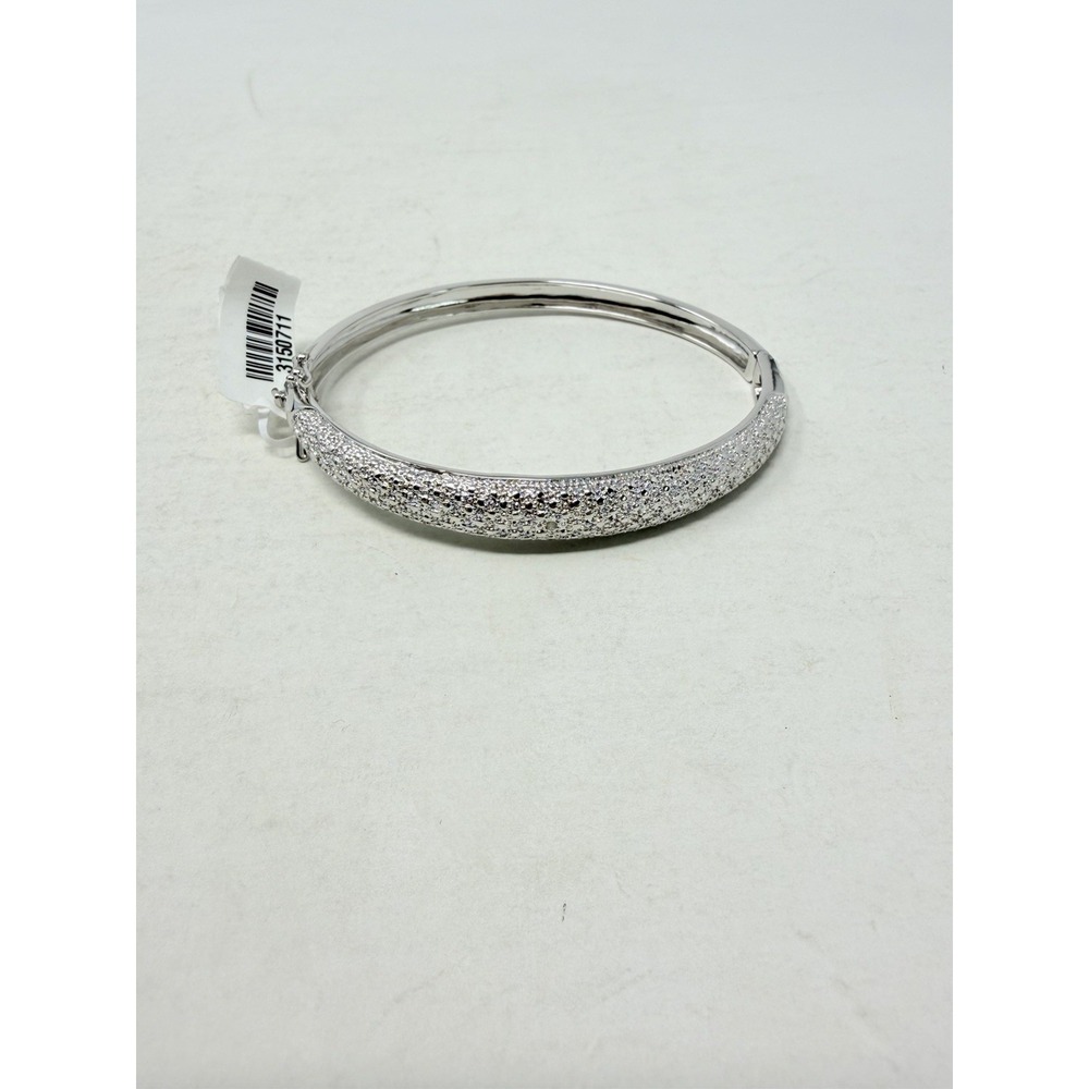 Shop LC Simulated Diamond Accent Bangle Bracelet in Silvertone 7.00" 5372
